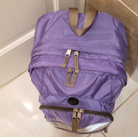 LL Bean Deluxe Backpack Reflective Strip Padded Straps olive green color - Picture 8 of 9